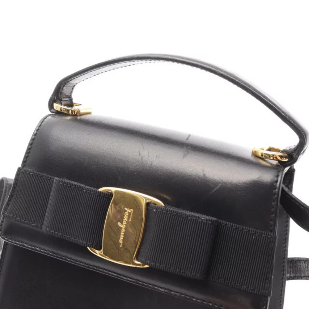 Salvatore Ferragamo Black Handbag Rion Leather Vara - Picture 6 of 10
